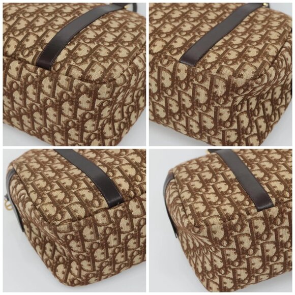 Christian Dior Trotter Canvas Hand Bag Brown Gold Auth BD2000 - Picture 14 of 16